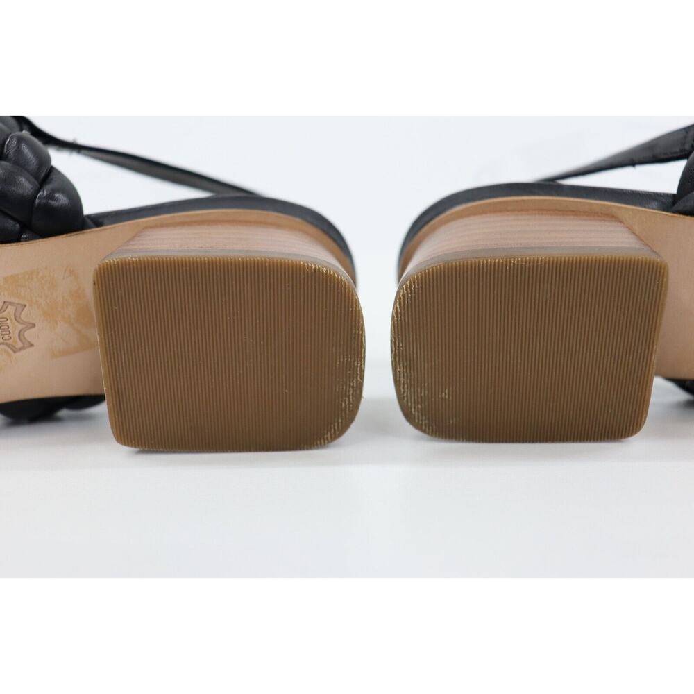 Bernardo Anthropologie Jasmine Thong Heels Black Leather Braided 7.5 $198 MSRP - Picture 9 of 13